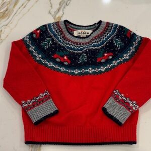 Mini Boden Toddler Multicolor Holiday Crewneck Sweater